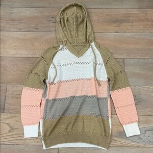 Striped Knit Hoodie Sweater